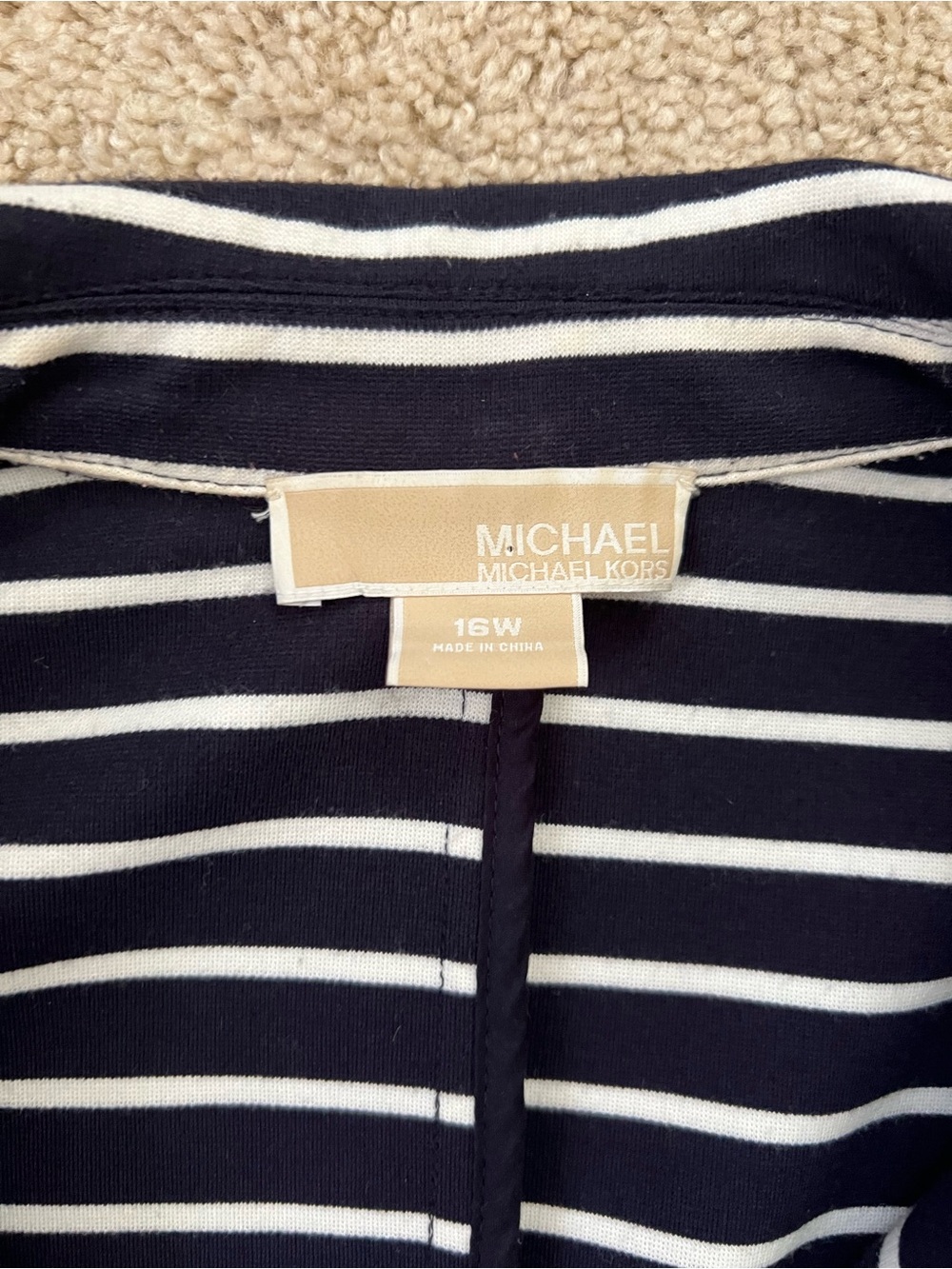 Michael Kors Women’s 16W Navy White Striped Blazer Nautical Preppy Gold Button - Picture 4 of 9